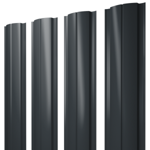 Штакетник Полукруглый Slim с прямым резом 0,5 Drap TX RAL 7016 антрацитово-серый