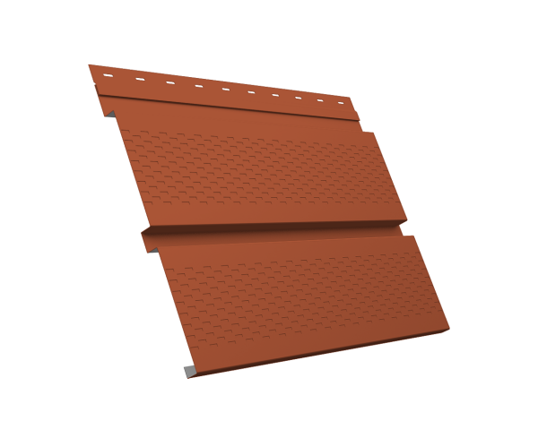 Софит металлический Квадро Брус с перфорацией 0,5 Satin Matt TX с пленкой RAL 8004 терракота