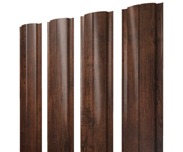 Штакетник Полукруглый Slim с прямым резом 0,4 Print Premium Cherry Wood Dark FTC