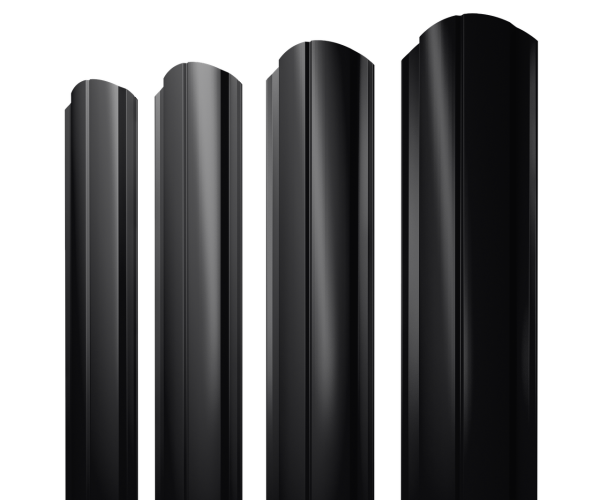 Штакетник Полукруглый Slim фигурный 0,5 Drap RAL 9005 черный