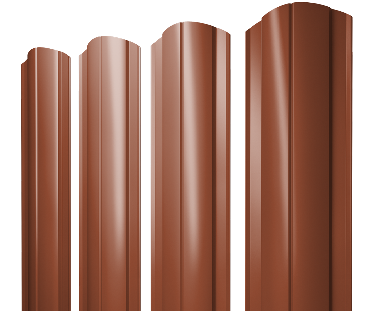 Штакетник Круглый фигурный 0,5 Satin Matt TX RAL 8004 терракота