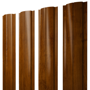 Штакетник Полукруглый Slim с прямым резом 0,45 Print-Double Premium Golden Wood Intense F