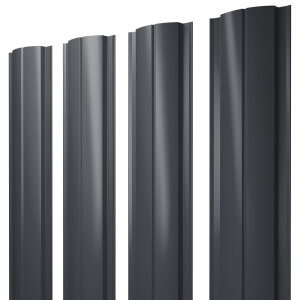 Штакетник Полукруглый Slim с прямым резом 0,4 PE-Matt-Double RAL 7024 мокрый асфальт