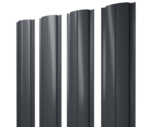 Штакетник Полукруглый Slim с прямым резом 0,4 PE-Matt-Double RAL 7024 мокрый асфальт