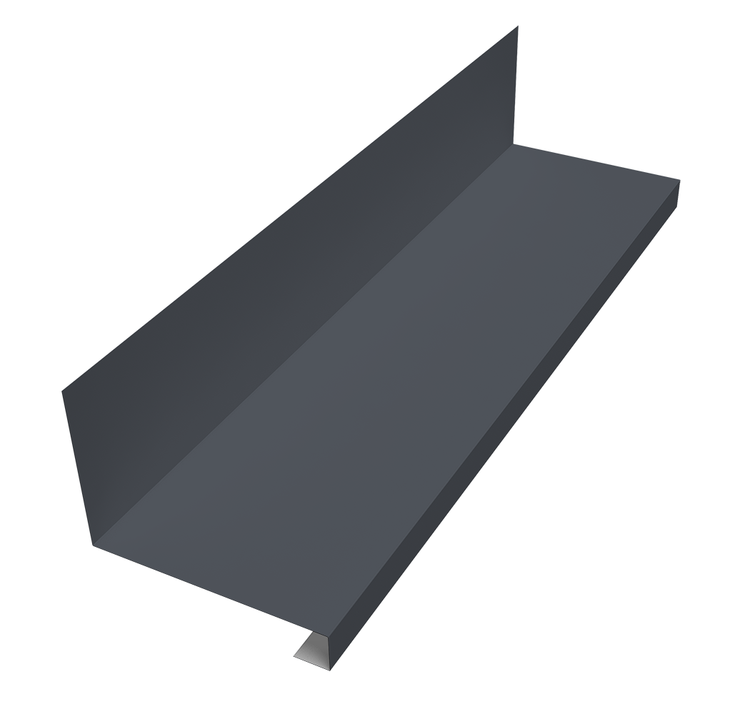 Планка примыкание нижнее к трубе фальц Grand Line 0,5 Drap TX RAL 7024 мокрый асфальт (2м)