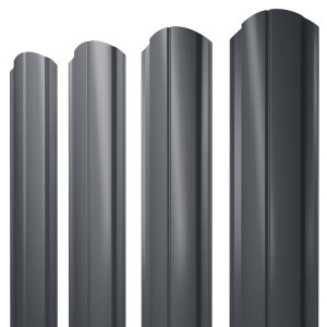 Штакетник Полукруглый Slim фигурный 0,5 PE RAL 7024 мокрый асфальт