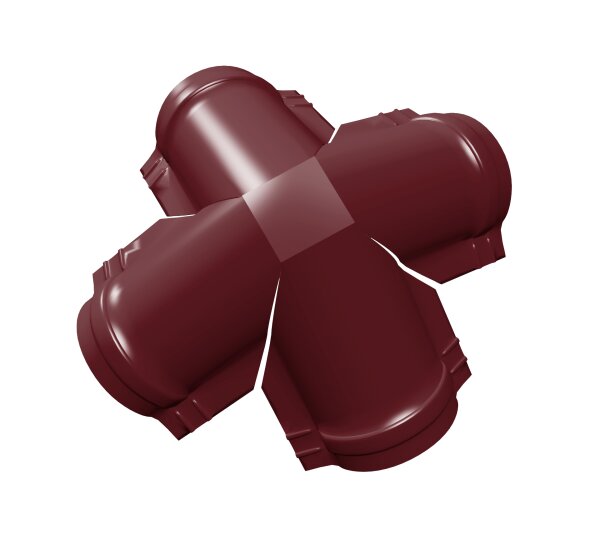 Четверник конька малого полукруглого 0,5 Satin с пленкой RAL 3005 красное вино