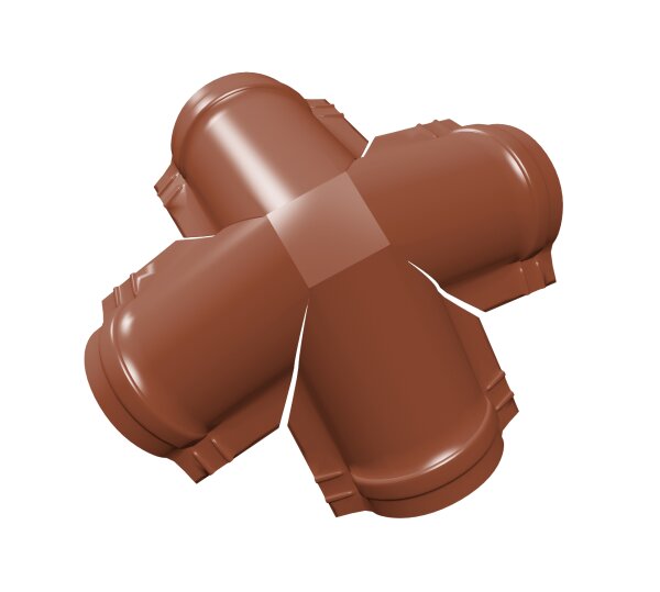 Четверник конька малого полукруглого 0,5 Satin с пленкой RAL 8004 терракота