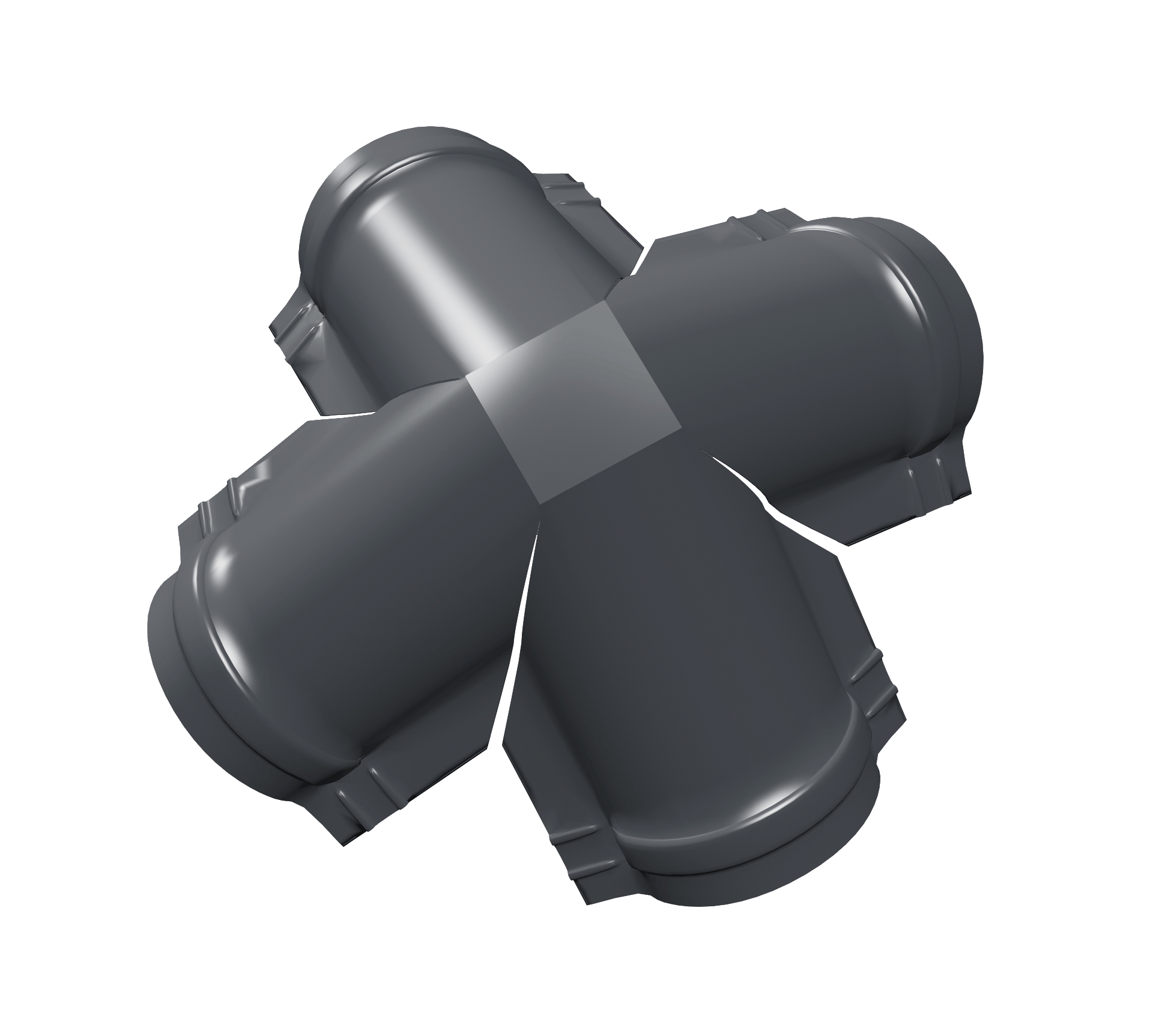 Четверник конька полукруглого 0,5 Satin с пленкой RAL 7024 мокрый асфальт
