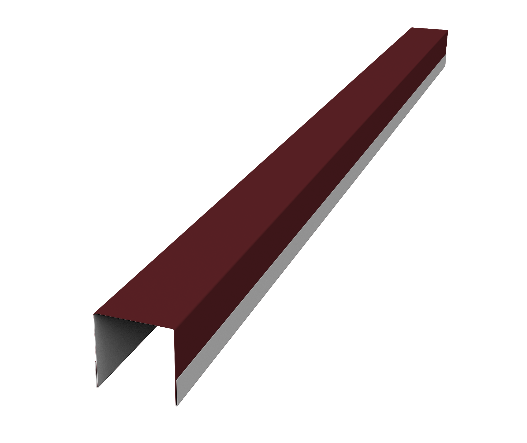 Планка вертикальная обратная для горизонтального монтажа штакетника 0,5 Satin Matt TX RAL 3005 красное вино (2м)