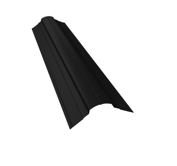 Планка конька фигурного 70x70 0,45 Drap TR RAL 9005 черный (2м)