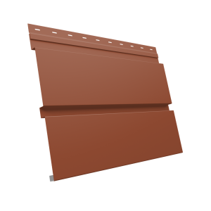 Софит металлический Квадро Брус без перфорации 0,5 Satin с пленкой RAL 8004 терракота