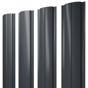 Штакетник Полукруглый Slim с прямым резом 0,5 Velur X RAL 7024 мокрый асфальт