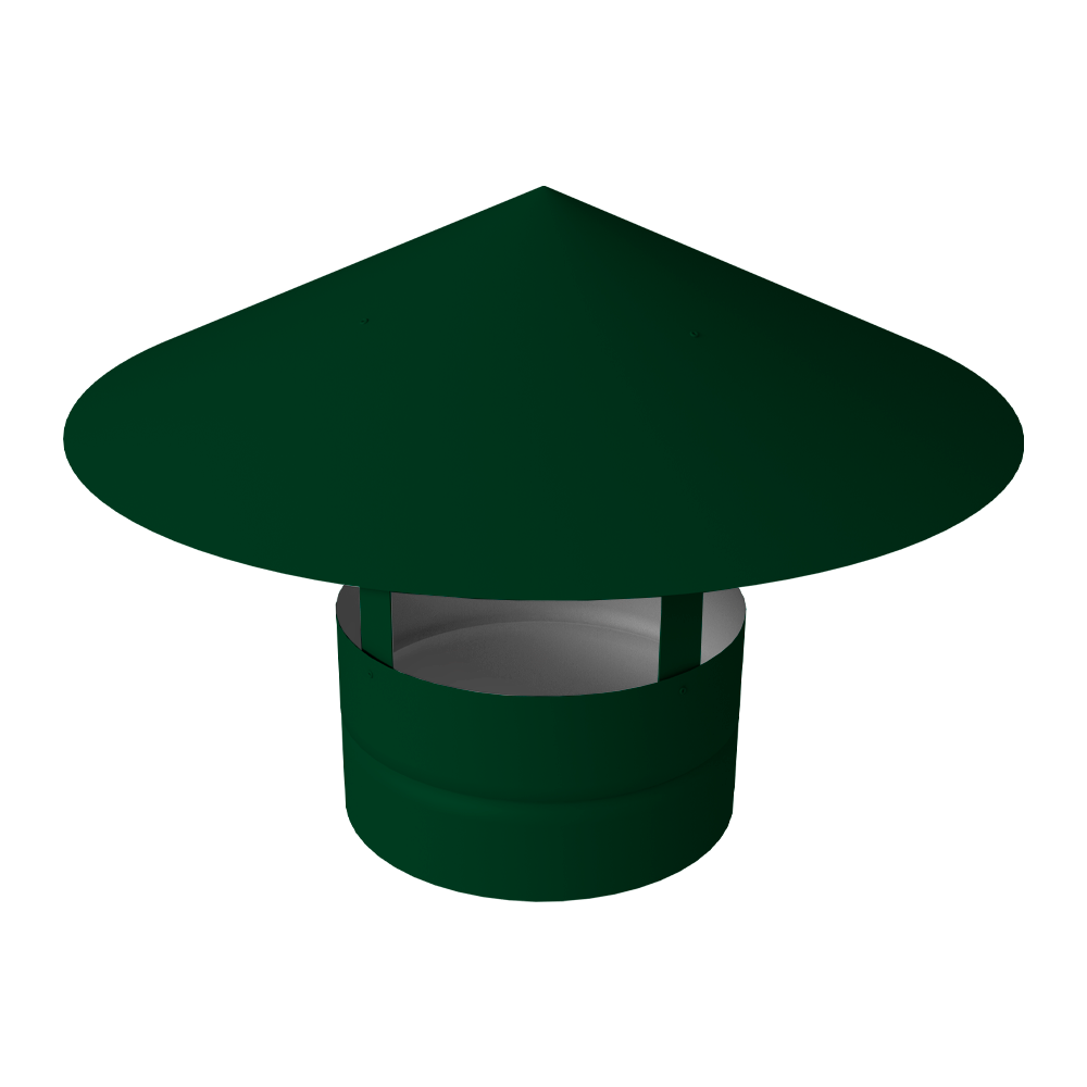 Дымник на трубу круглый d250 0,5 Satin с пленкой RAL 6005 зеленый мох