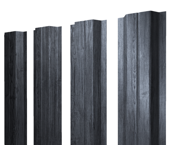 Штакетник П-образный A с прямым резом 0,45 Print Premium Grey Wood TwinColor