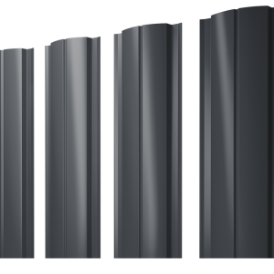 Штакетник Полукруглый Slim с прямым резом 0,5 Atlas X RAL 7024 мокрый асфальт