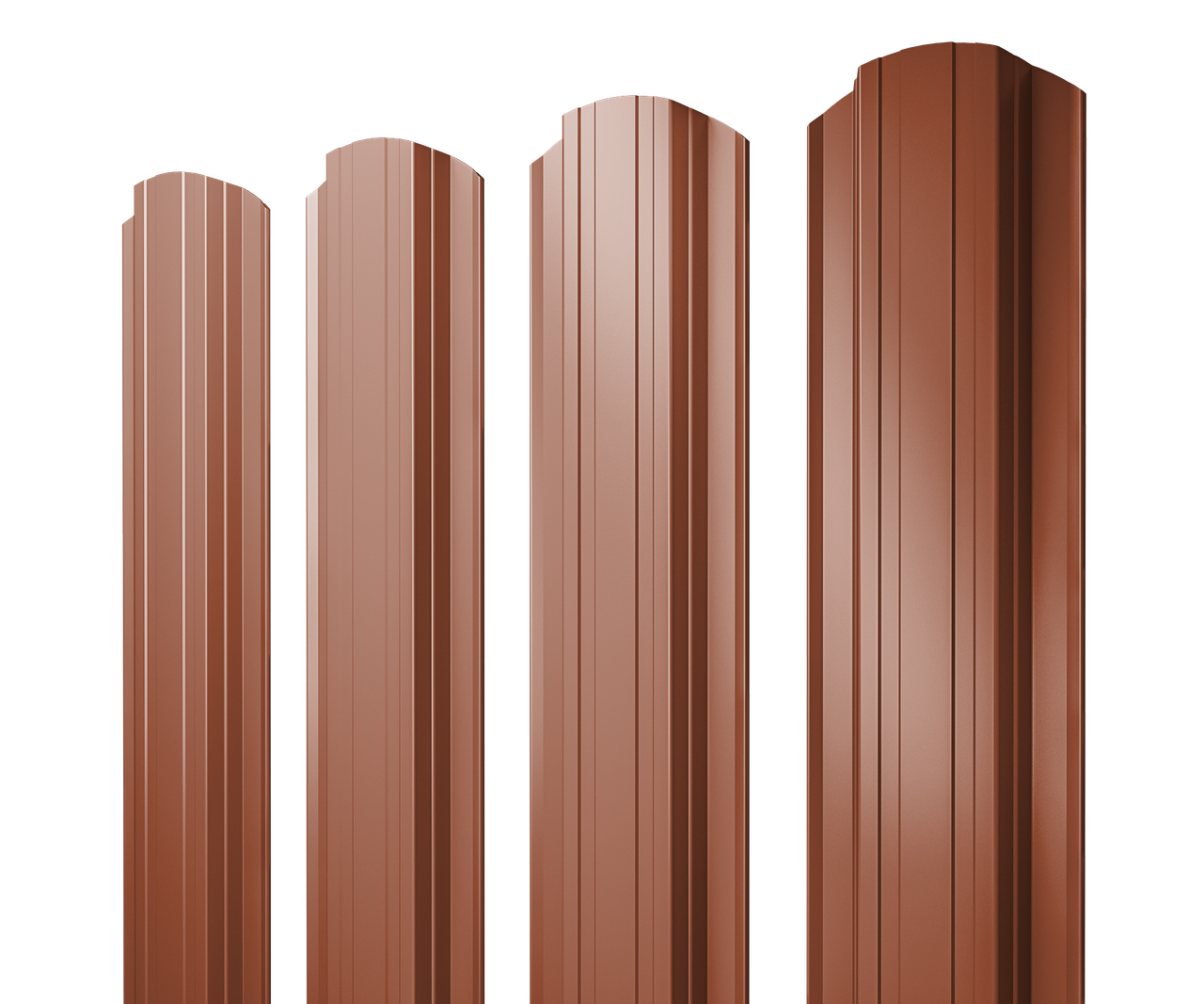 Штакетник Прямоугольный фигурный 0,5 Satin Matt TX RAL 8004 терракота