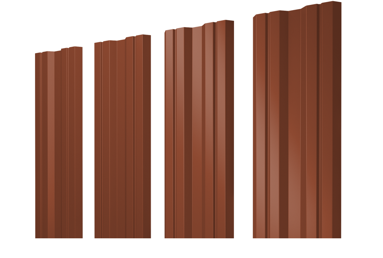 Штакетник Twin с прямым резом 0,45 Drap TX RAL 8004 терракота