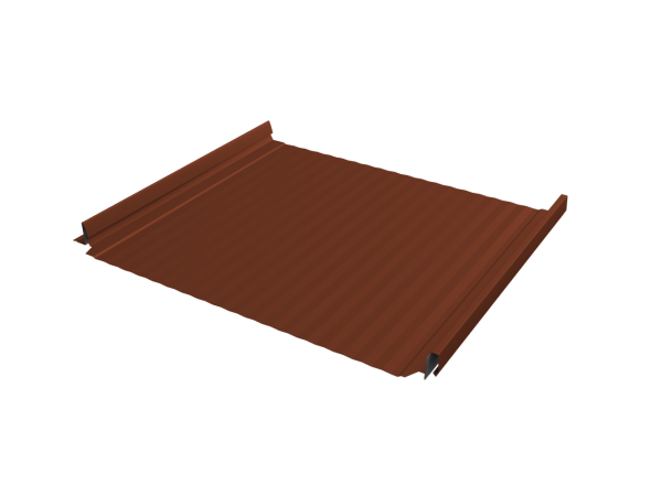 Кликфальц Pro Gofr Grand Line  0,5 Satin Matt с пленкой на замках RAL 8004 терракота