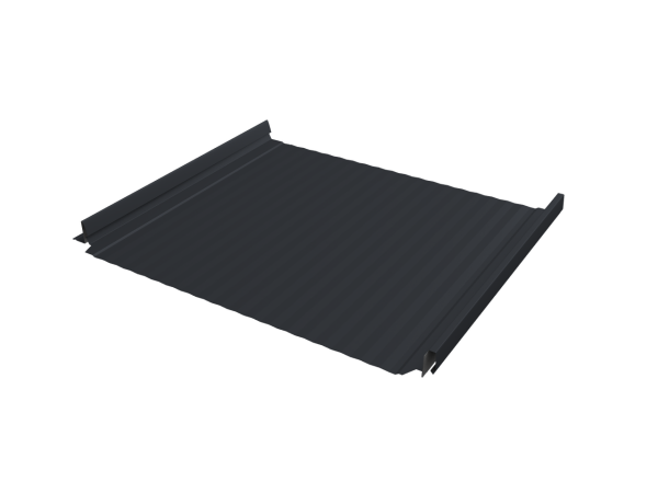 Кликфальц Pro Gofr Grand Line 0,5 Satin с пленкой на замках RAL 7024 мокрый асфальт