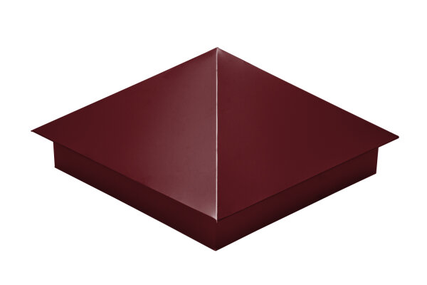 Колпак на столб 390х390мм 0,5 Satin с пленкой RAL 3005 красное вино