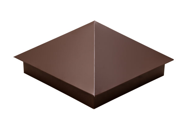 Колпак на столб 390х390мм 0,5 Satin с пленкой RAL 8017 шоколад