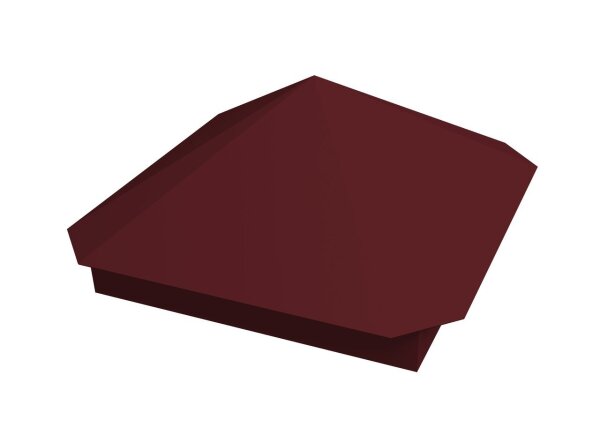 Колпак на столб Пирамида 390х390мм 0,5 Satin с пленкой RAL 3005 красное вино