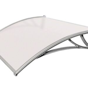 Козырек Krovent из поликарбоната 1200х930х280 молочный (серебристый кронштейн)