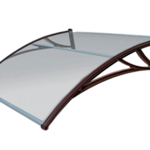 Козырек Krovent из поликарбоната 1200х930х280 прозрачный (коричневый кронштейн)