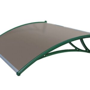Козырек Krovent из поликарбоната 1500х930х280 бронзовый (зеленый кронштейн)