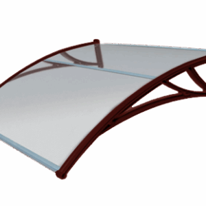 Козырек Krovent из поликарбоната 1500х930х280 прозрачный (красный кронштейн)