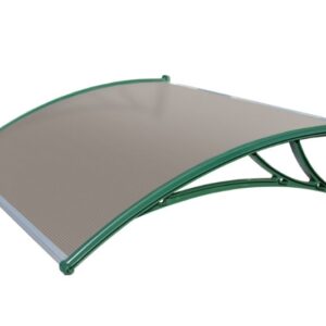 Козырек Krovent из поликарбоната 1500х930х280 серебристый (зеленый кронштейн)