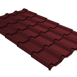 Металлочерепица "Камея" ("Kamea") v01 0,5 Satin Matt RAL 3005 красное вино