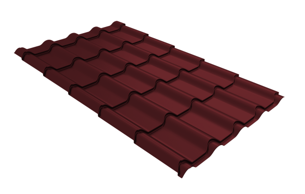 Металлочерепица "Камея" ("Kamea") v01 0,5 Satin Matt RAL 3005 красное вино