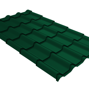 Металлочерепица "Камея" ("Kamea") v01 0,5 Satin RAL 6005 зеленый мох