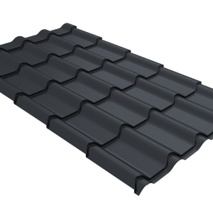 Металлочерепица "Камея" ("Kamea") v01 0,5 Satin RAL 7024 мокрый асфальт