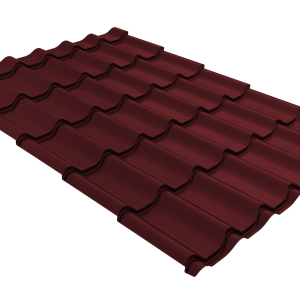 Металлочерепица Классик ("Classic") v01 0,5 Satin RAL 3005 красное вино