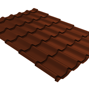 Металлочерепица Классик ("Classic") v01 0,5 Satin RAL 3009 оксидно-красный