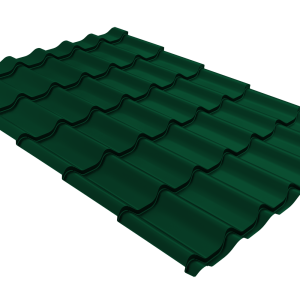 Металлочерепица Классик ("Classic") v01 0,5 Satin RAL 6005 зеленый мох