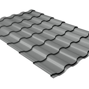 Металлочерепица "Кредо" ("Kredo") v01 0,5 Satin RAL 9006 бело-алюминиевый