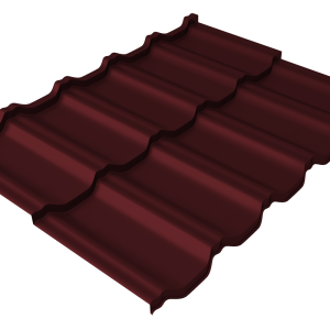 Металлочерепица "Квинта Уно" ("Kvinta Uno") 0,5 Satin RAL 3009 оксидно-красный