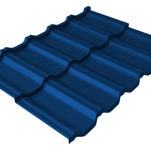 Металлочерепица "Квинта Уно" ("Kvinta Uno") 0,5 Satin RAL 5005 сигнальный синий