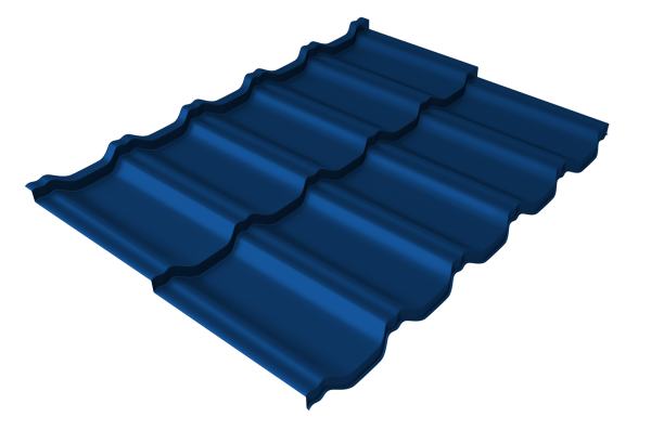 Металлочерепица "Квинта Уно" ("Kvinta Uno") 0,5 Satin RAL 5005 сигнальный синий