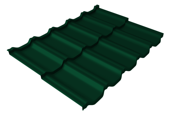 Металлочерепица "Квинта Уно" ("Kvinta Uno") 0,5 Satin RAL 6005 зеленый мох