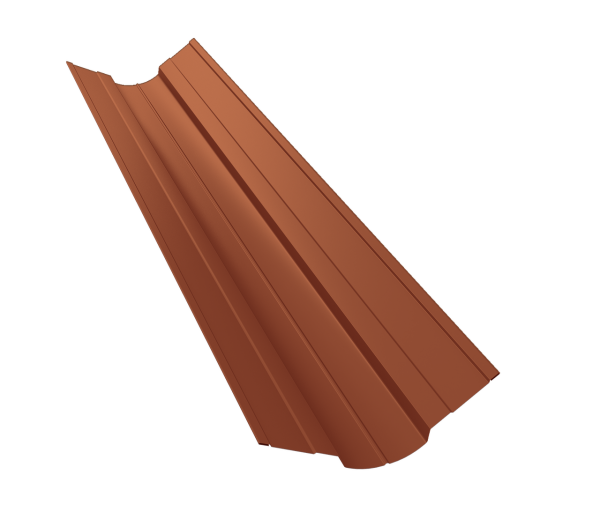 Планка ендовы верхней фигурной 70x70 0,5 Satin с пленкой RAL 8004 терракота (3м)