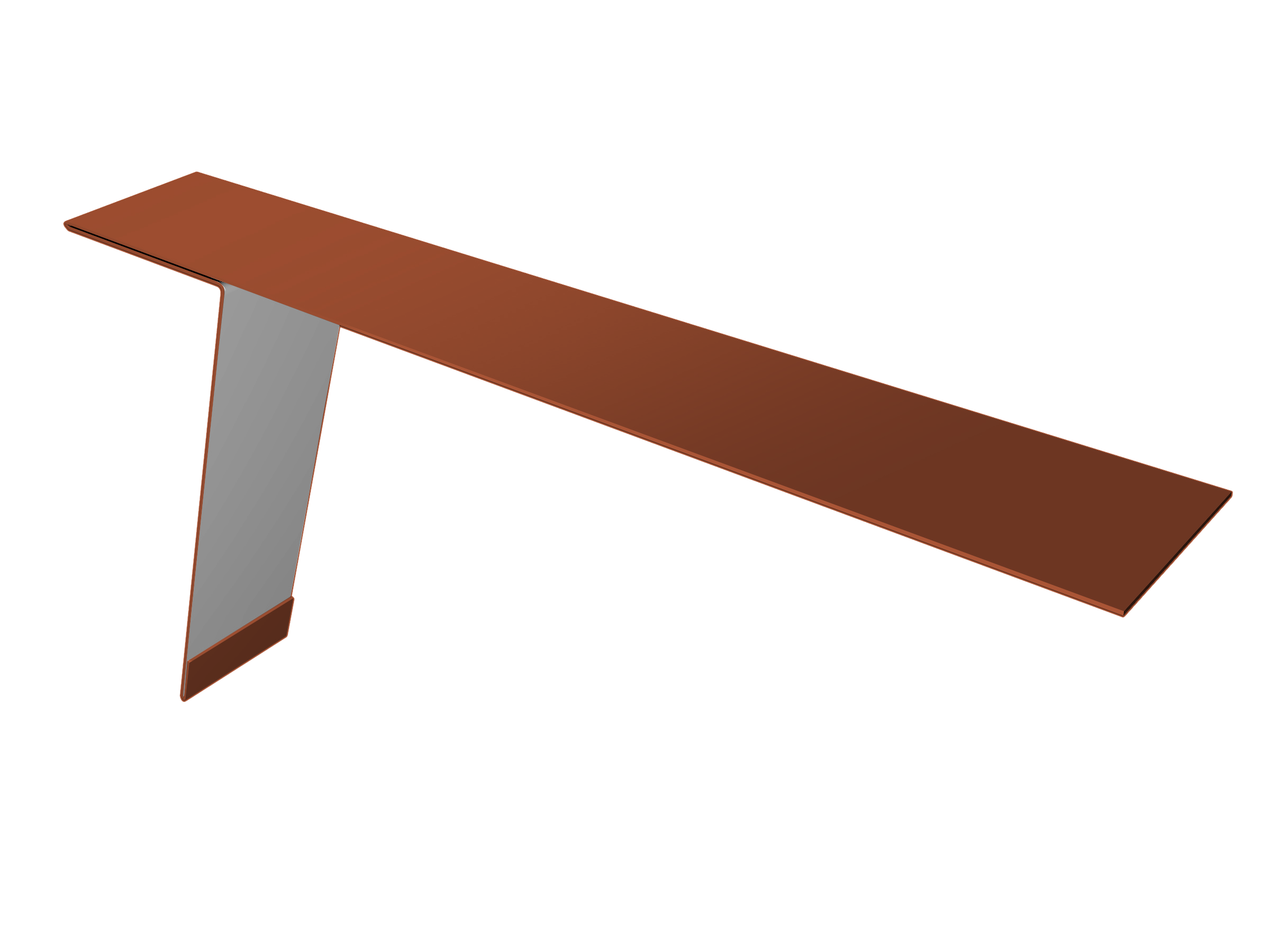 Планка карнизная фальц 130х80 0,5 Satin с пленкой RAL 8004 терракота (2м)