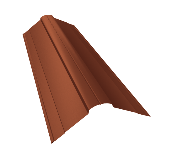 Планка конька фигурного 100x100 0,5 Satin с пленкой RAL 8004 терракота (3м)