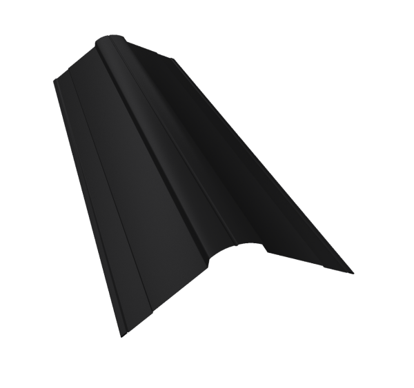Планка конька фигурного 100x100 0,5 Satin с пленкой RAL 9005 черный (3м)