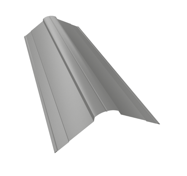 Планка конька фигурного 100x100 0,5 Satin с пленкой RAL 9006 бело-алюминиевый (3м)