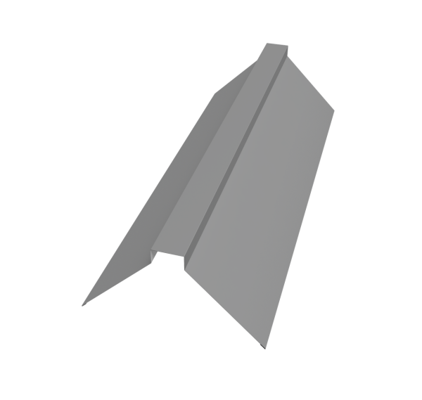 Планка конька плоского 115х30х115 0,5 Satin с пленкой RAL 9006 бело-алюминиевый (3м)